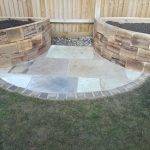 Bicester Garden landscaping Project Raised Oak Sleeper Borders and Seating Area