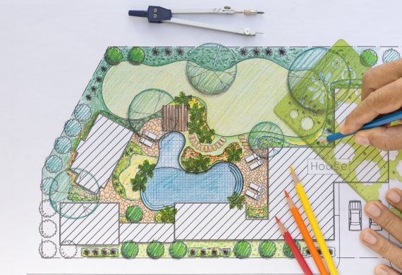 A detailed drawing of a garden design