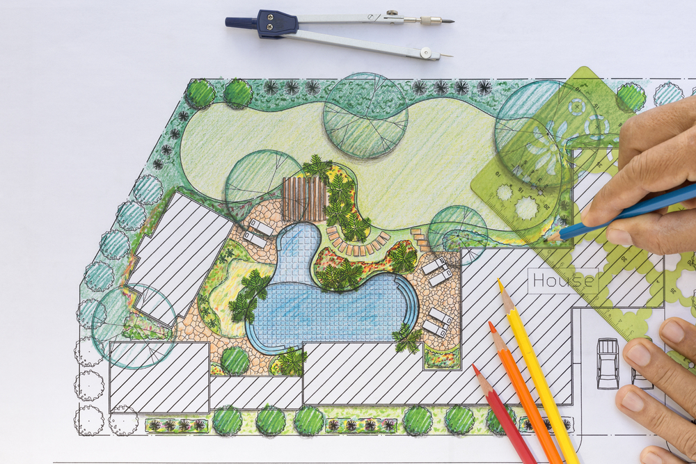 A detailed drawing of a garden design